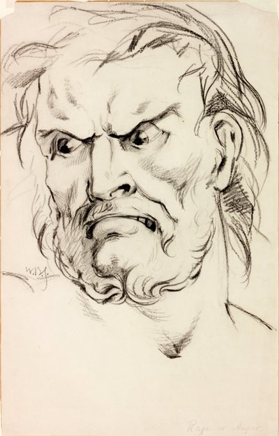 愤怒或愤怒（纸上的木炭） 作者 威廉·贝尔·斯科特